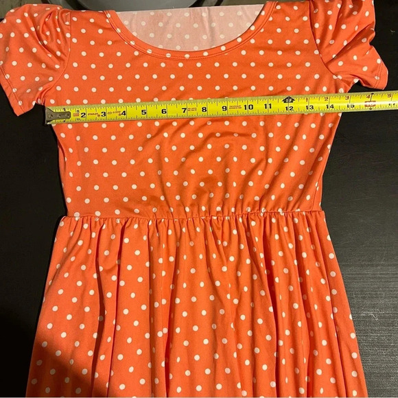 Lularoe Riley NWT Size XS Peach With Polka Dots Midi Dress Stretch - Picture 6 of 8